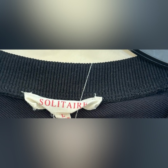 Black Solitaire Embroidered Sweater, size large - Picture 2 of 5